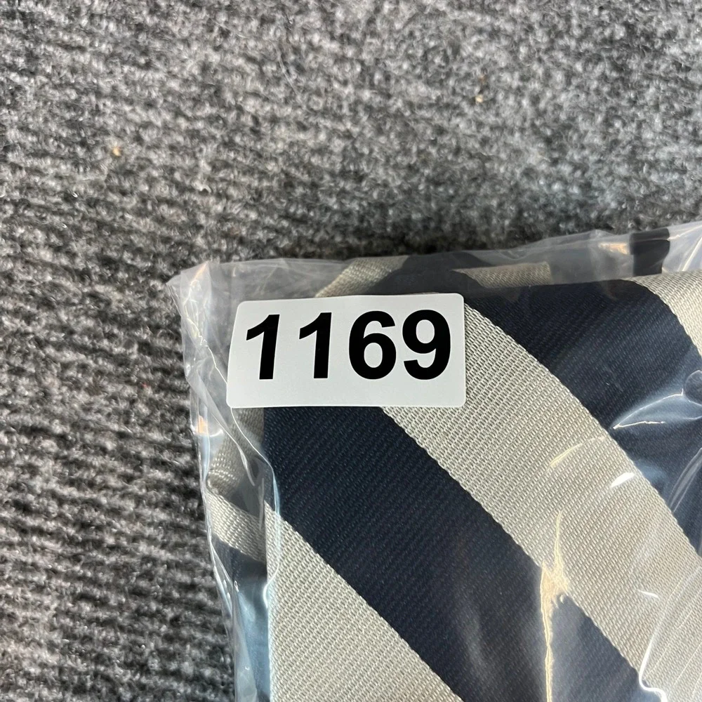 The Mans Shop Lord & Taylor Silk Tie Navy Blue Cream Striped Organzine Warp 56in